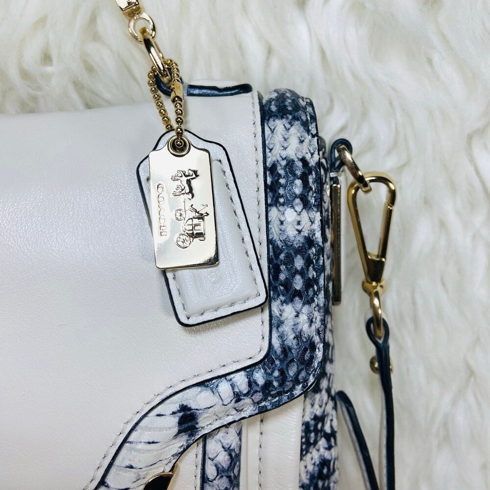 Coach Madison Two Tone Python Embossed Small Sadi… - image 3